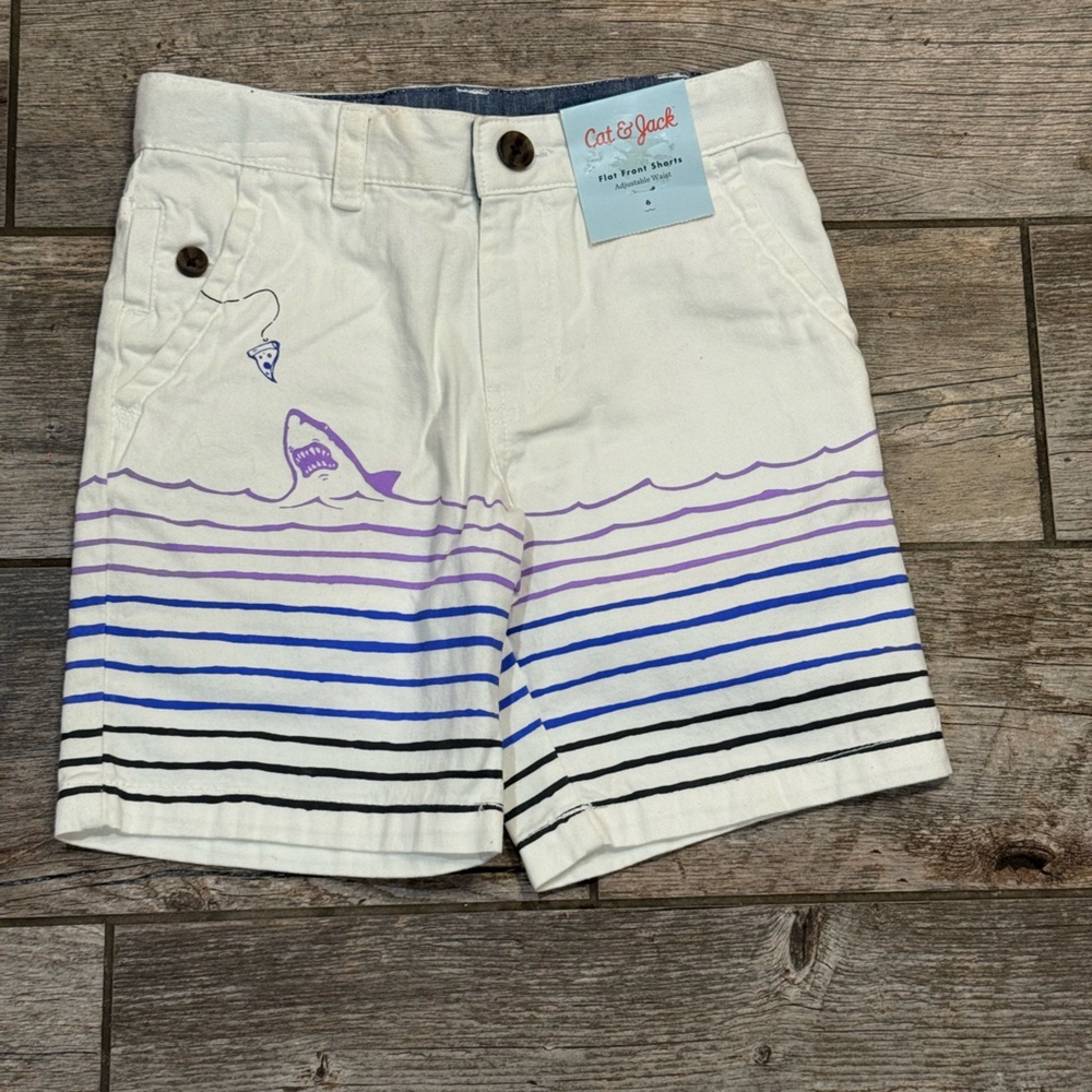 Cat & Jack White Shorts with Blue Trimโ